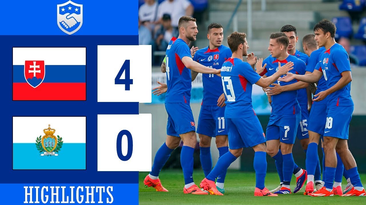 6 มิถุนายน 2567 ชมไฮไลท์ สโลวาเกีย ถล่ม ซานมารีโน่ 4-0 ศึกกระชับมิตรทีมชาติ 2024 สุดเดือด สกอร์ขาดลอย ครบทุกประตูที่ liveball2567.com