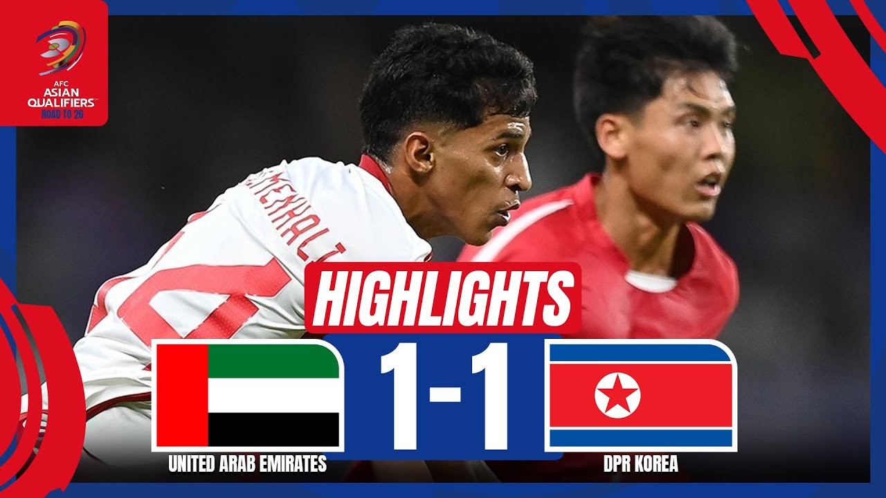 ไฮไลท์ฟุตบอล! สหรัฐอาหรับเอมิเรตส์ พบ เกาหลีเหนือ เสมอ 1-1 ศึกฟุตบอลโลก 2026 รอบคัดเลือก โซนเอเชีย วันที่ 11 ตุลาคม 2567 liveball2567