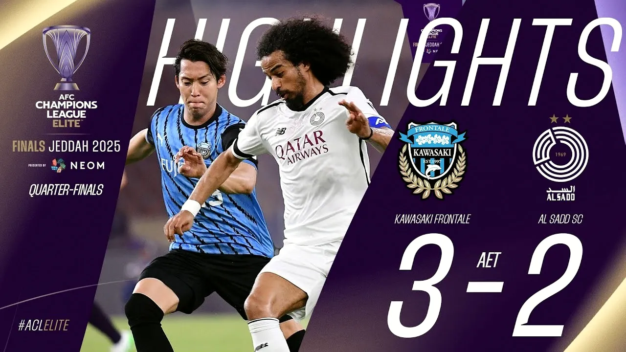 ไฮไลท์ฟุตบอล คาวาซากิ ฟรอนตาเล่ 3-2 อัล ซาดด์ เอเอฟซี แชมเปี้ยนส์ ลีก อีลิท รอบ 8 ทีมสุดท้าย 28/04/2568 liveball2567.com