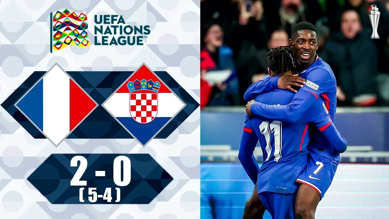 ชมไฮไลท์ฟุตบอลยูฟ่า เนชั่นส์ ลีก 2025 ฝรั่งเศสพลิกชนะโครเอเชีย 2-0 ก่อนดวลจุดโทษ 5-4 วันที่ 24/03/2568