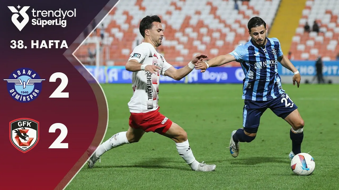 ไฮไลท์ฟุตบอลตุรกี ซุปเปอร์ลีก 2025 อดาน่า เดมิร์สปอร์ เสมอกาเซียนเท็ป 2-2 ในเกมดุเดือด 01/06/2568