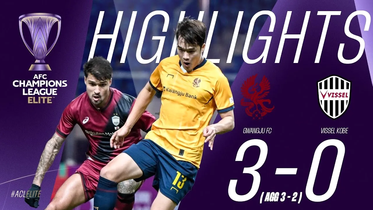 ไฮไลท์บอล กวางจู เอฟซี จากเกาหลีใต้ ถล่ม วิสเซล โกเบ ญี่ปุ่น 3-0 ศึกเอเอฟซี แชมเปี้ยนส์ลีก อีลิท 2025 วันที่ 13 มีนาคม 2568 liveball2567.com
